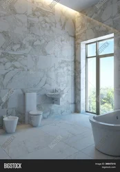 Marble plaster in the bath photo