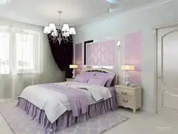 Bedroom interior photo in lilac tones