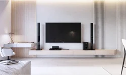 Qonaq otağında televizor minimalizm fotoşəkili