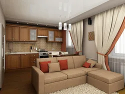 House interior living room and kitchen combined photo
