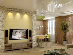 Stone wall design living room