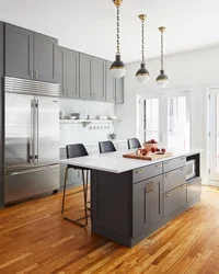 Gray Kitchen In The Interior Combination With The Floor