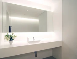 Photo full wall mirror bath