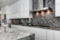 White marble countertop in kitchen design