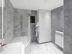 Bath design white walls gray floor
