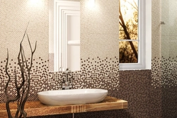 Birch ceramic tiles in the bathroom interior photo