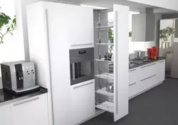 Kitchen design with built-in refrigerator and oven