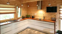 What color to paint the kitchen in a wooden house photo