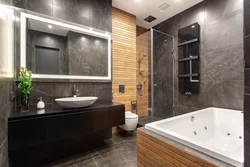 Bathroom design with dark floor