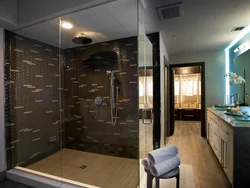 Bathroom design with shower and toilet panels