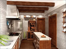 Кухня с балкой на стене фото