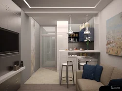 Apartment design for 40 sq m with a balcony