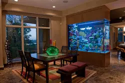 Kitchen interior design with aquarium