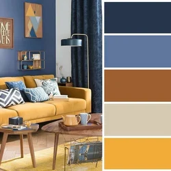 Palette of color combinations in the living room interior