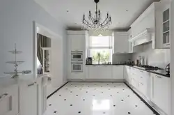Kitchen design white marble floors