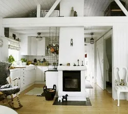 Living room kitchen with stove photo