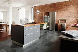 Loft floor in the kitchen interior