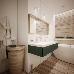 Bathroom design wood and white photo