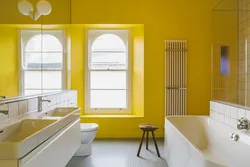 Gray Yellow Bathroom Interior