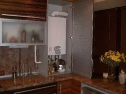 Kitchen design with a floor-standing boiler in the corner