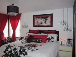 Bedroom design in black and red