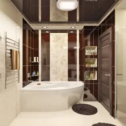 Beige combined bathroom design