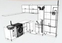 Kitchen 9 m with gas boiler design