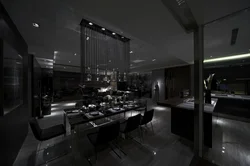 Черная кухня гостиная фото