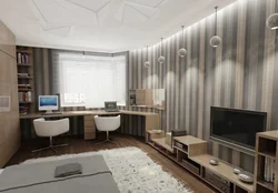 Bedroom office design 16 sq.m.