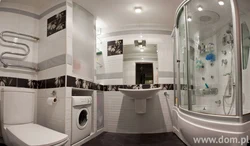 Design of a corner bathroom with a toilet and a washing machine combined