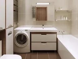 Bathroom design with bathtub and washing machine and sink