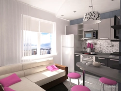 Дизайн кухни гостиной 9 кв м с диваном
