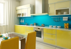 Photo of blue-yellow kitchen