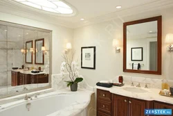 Bath Design With Large Mirror Photo
