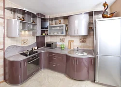 Радиусные кухни фото угловые для маленькой кухни