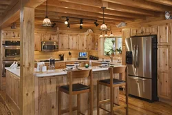Wooden beams in the kitchen interior