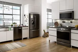 Brown refrigerator in the kitchen interior