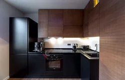 Brown refrigerator in the kitchen interior