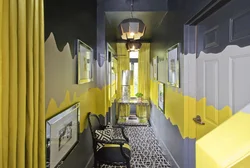 Yellow wallpaper in the hallway interior