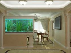Oshxonadagi akvarium dizayni interyerdagi fotosurat