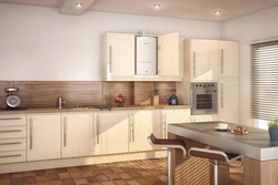 Kitchens with gas boiler on the floor photo