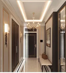 Hallway with brown ceiling photo
