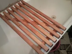 Wooden grates for bathroom photo