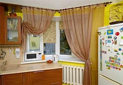Curtains for the corner window in the kitchen photo