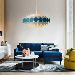 Blue armchair in the living room interior