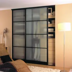 Wardrobes with frosted glass in the bedroom photo