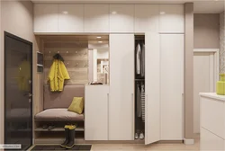 Multifunctional wardrobe in the hallway photo design