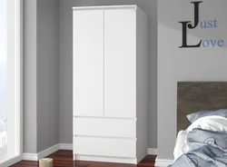 Linen closet with shelves in the bedroom photo