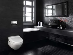 Gray toilet in the bathroom interior