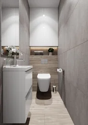 Gray Toilet In The Bathroom Interior